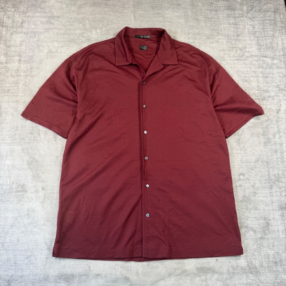 Nike Tiger Woods Shirt Mens XL Burgundy Short Sleeve Textured Golf Casual